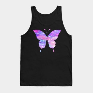 Bright Pink and Purple Galaxy Butterfly Tank Top